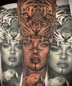 Tatuajes chica y tigre